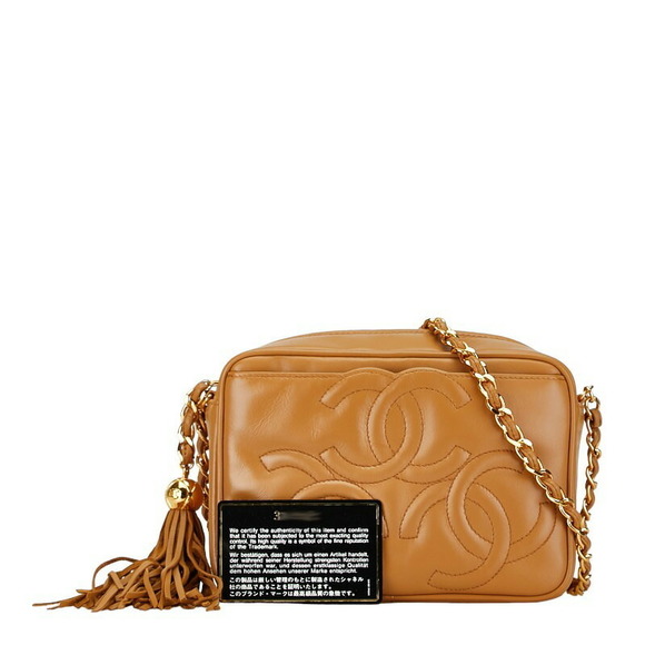 Chanel Triple Coco Mark Fringe Shoulder Bag Camel Brown - Picture 11 of 12